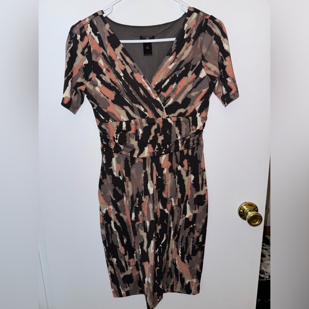 Ann Taylor Brown Ruched Wrap Dress 2p